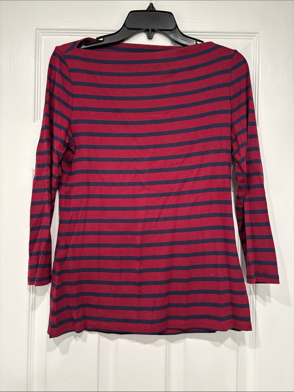 Old Navy burgundy and Navy Striped Long-Sleeve Boatneck Tee
